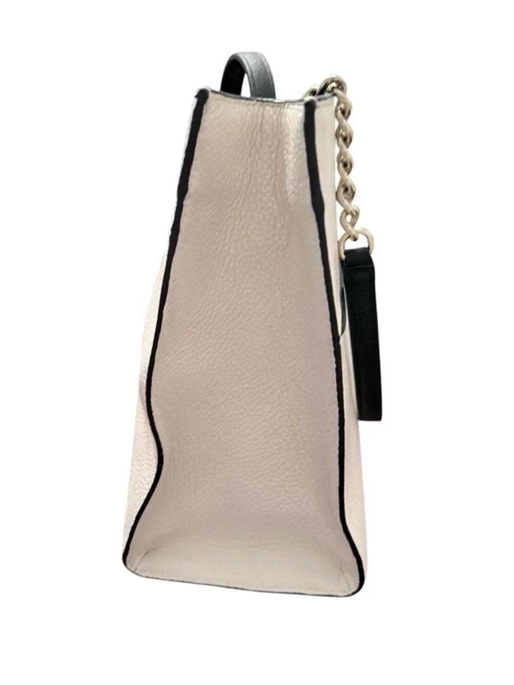 Kate Spade Cherry Street Pebbled Leather Purse Tote Cream w/Black Trim EUC